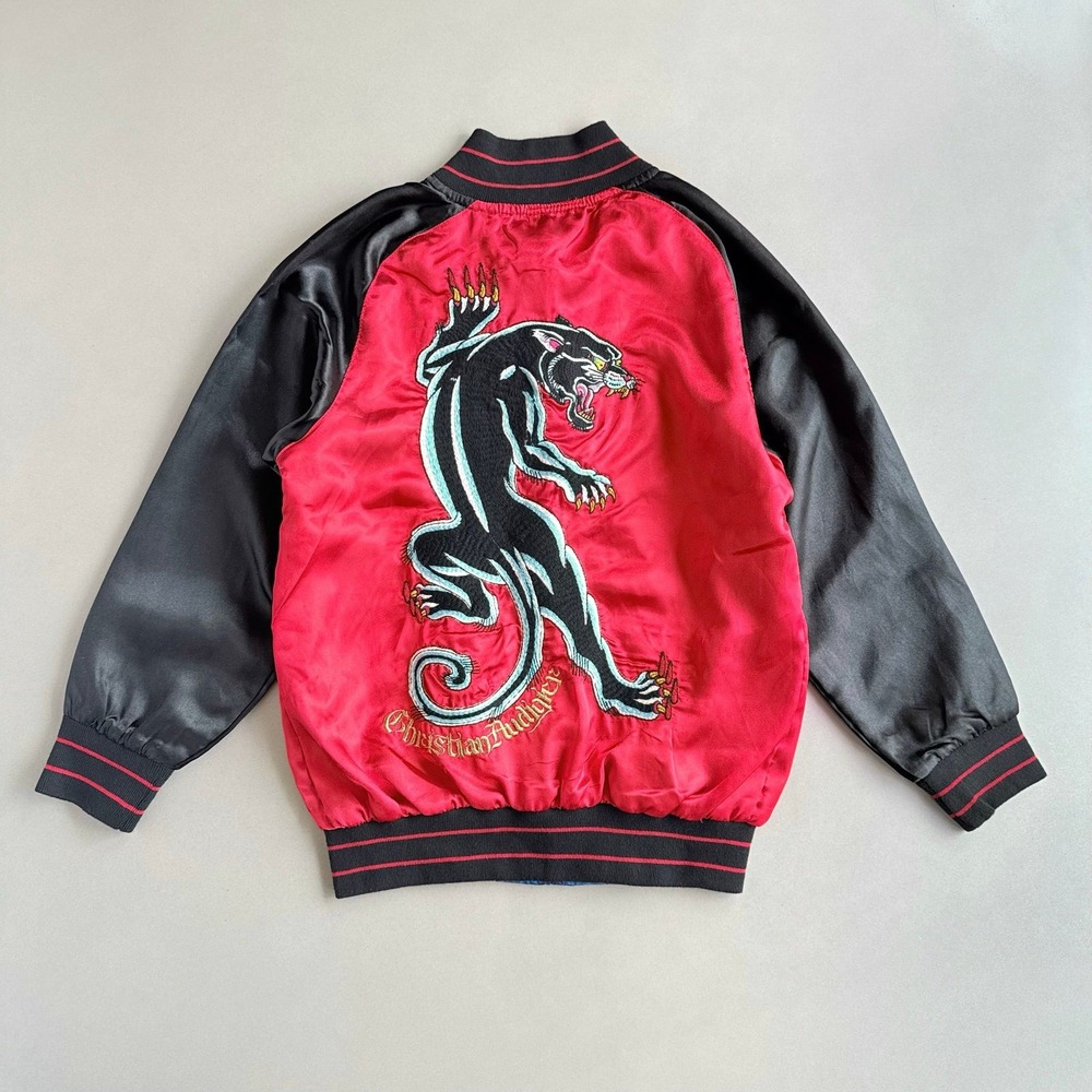 Christian Audigier Kids Y2K Panther Satin Bomber Jacket Boys 5/6 (Fits Like 8)